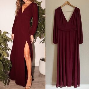 NWOT Love You So Burgundy Long Sleeve Maxi Dress